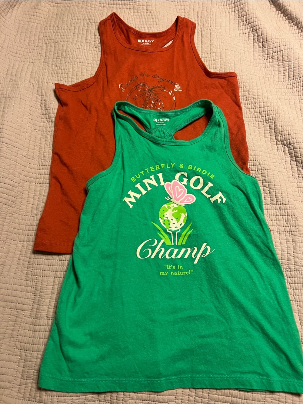 2 Old Navy Green & Rust Girls' Tank Top Set